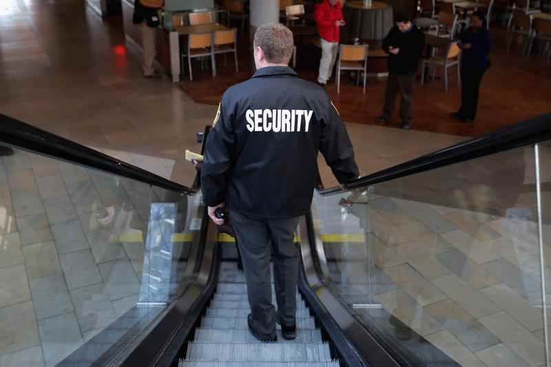 Mall security escalator